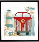 SEASIDE CAMPER - VW Camper Collage by Clare Thompson