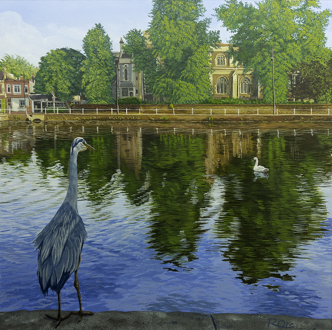Carshalton Ponds with Heron