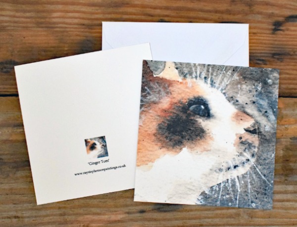 5X5 inches greeting card 'Ginger Tom'