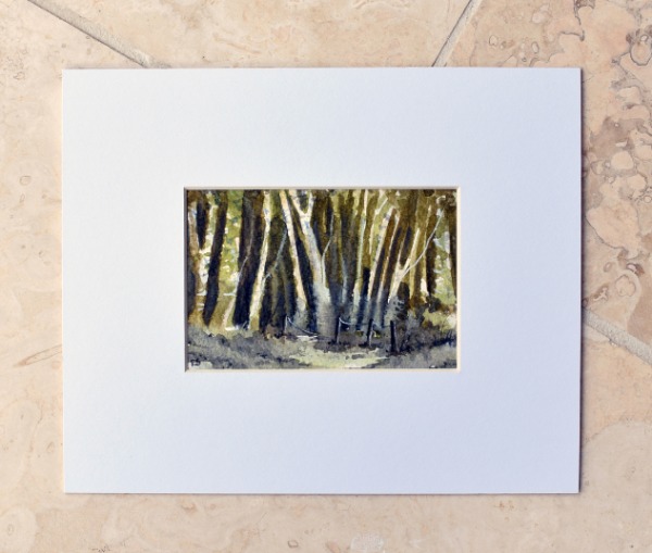 Northumberland Woods, 4.5X3 inch original watercolour painting