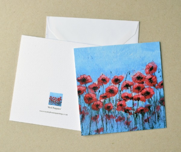 5X5 inches greeting card 'Red Poppies'