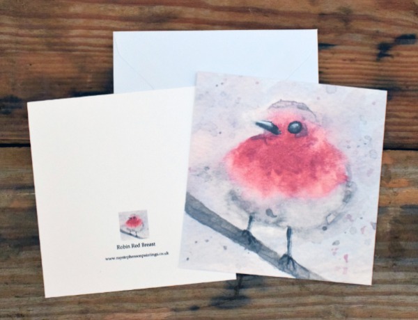 5X5 inches greeting card 'Robin Red Breast'