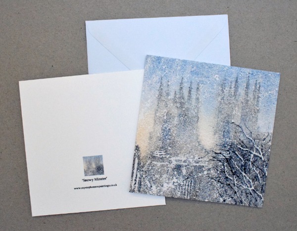 5X5 inches greeting card 'Snowy Minster'