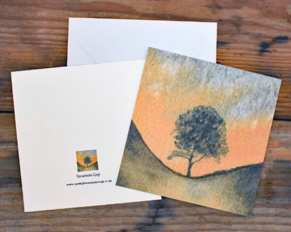 5X5 inches greeting card 'Sycamore Gap'