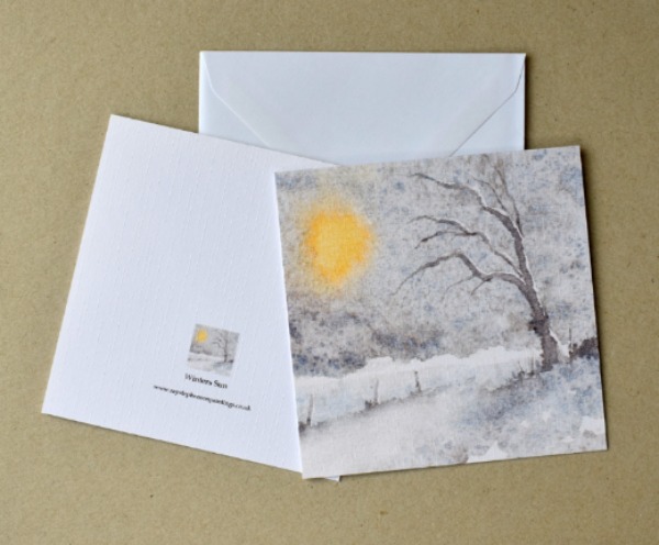 5X5 inch greeting card 'Winter Sun'