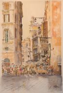 roman piazza watercolour