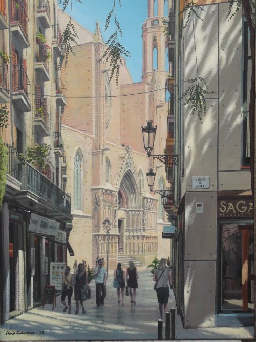 calle argenteria and santa maria del mar, barcelona