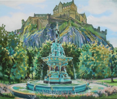 Edinburgh Castle and Ross Fountain.