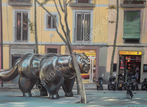 Botero´s cat and Madame Jasmine´s Bar, Barcelona