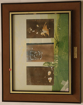 The Ploughman & the Sea Encounter Unusual Difficulty, 2013, modified found print with photographs, 2013, 53 x 42 cm