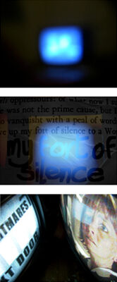 MY FORT OF SILENCE (2004)<br>
(Photo documentation of video installation).