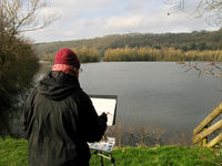 February 2020 - watercolour sketching at Bodenham Lake outdoor easel watercolour lake