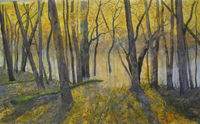 Damp November Afternoon watercolour wet woodland