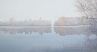 Foggy Morning, Silence fog lake watercolour