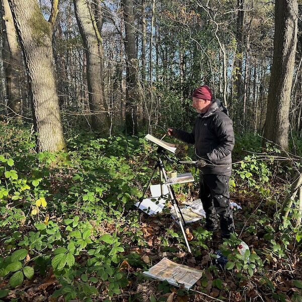 Richard sketching at Queenswood Country Park