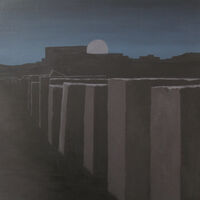 Minsmeer, Tawny Owl Calling Anti-tank blocks Minsmeer oil painting