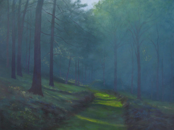 oil woodland morning