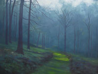 Morning, North Wood - in progress oil woodland