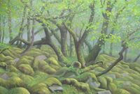 Moss-Clad Oak on Clitter oil oak White Wood