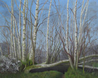 Silver Birches & Blackthorn oil silver birch hedge