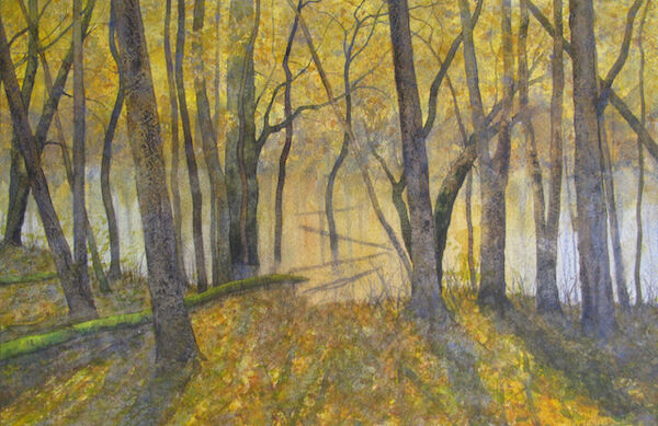 watercolour wet woodland