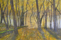 Winter Afternoon watercolour wet woodland