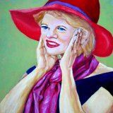 lady in red hat