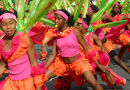 Green, pink and orange