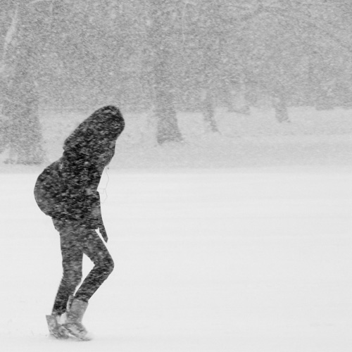 Trudging through the snow