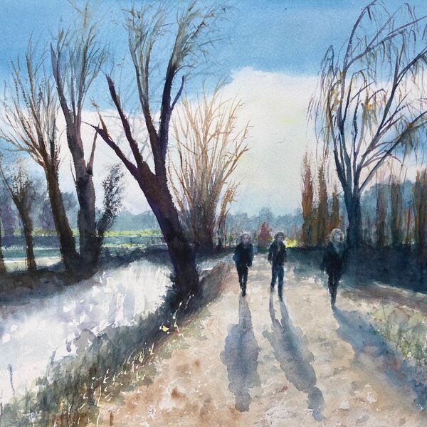 Family Walk along the Cam
