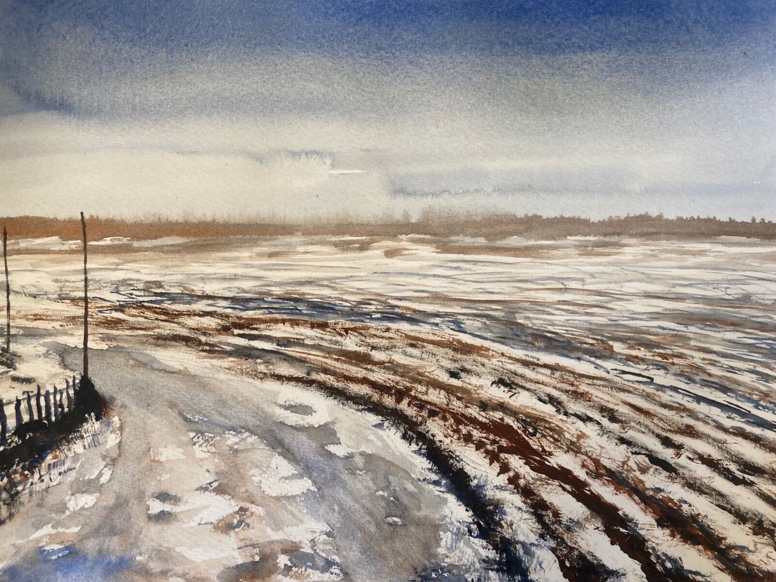 Winter ploughed field