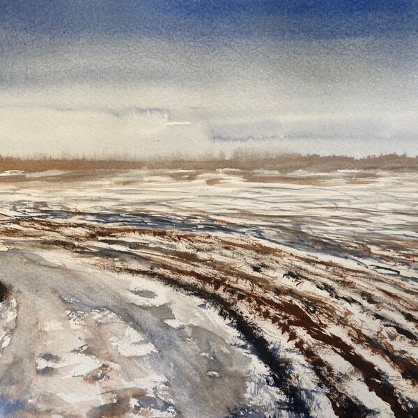 Winter ploughed field