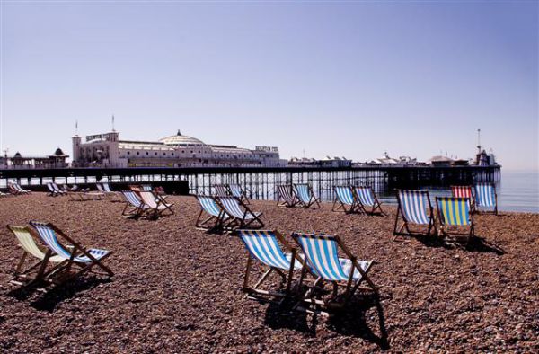 Deckchairs by Brighton Pier