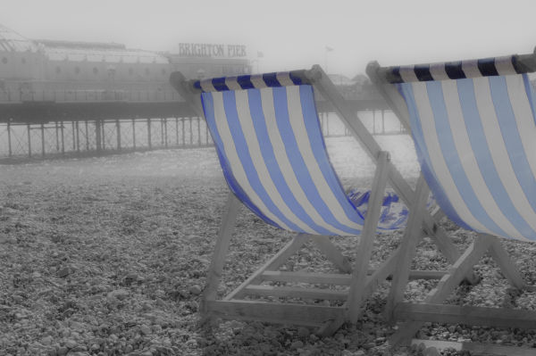 Deckchairs in the mist