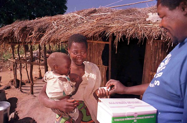 Loveness gets her medication from Sight Savers International