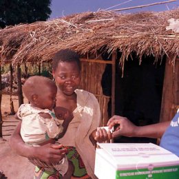 Loveness gets her medication from Sight Savers International