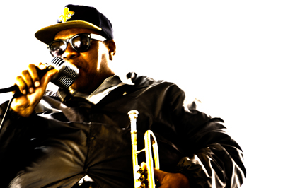 singer with trumpet