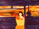 A lady on a bus