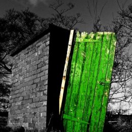 'Colour Popped' image of strange shed in a field in Horsforth