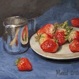 Strawberries and Metal Jug
