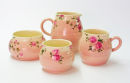 Pink ball mug, jug and bowls