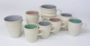 Thrown porcelain with complementary glaze colours