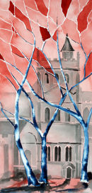 Ripon Cathedral Nave North Side (watercolour) by Derek Hopper