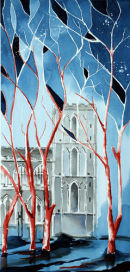 Ripon Cathedral Tower North Side (watercolour) by Derek Hopper