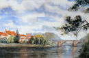 River Ure, West Tanfield (watercolour) by Heather Powell