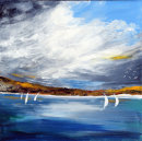 White sails on the Loch (acrylic) by Sheila Linkleter