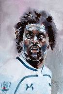 Emmanuel Adebayor (watercolour) by Frank Rustage