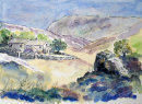 Farmhouse in Nidderdale (watercolour) by Hilary Squires