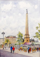 Ripon Market (watercolour) by Heather Powell