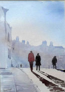 Holiday Stroll (watercolour) by David Mayoh